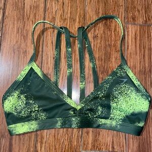 Gymshark Power Minimal Sports Bra in Moss Olive Print, Size XS